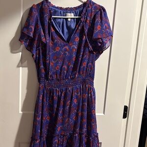 Sugarlips Purple and Red Floral Midi Dress